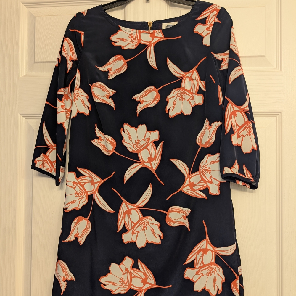 Floral Navy and Orange Dress